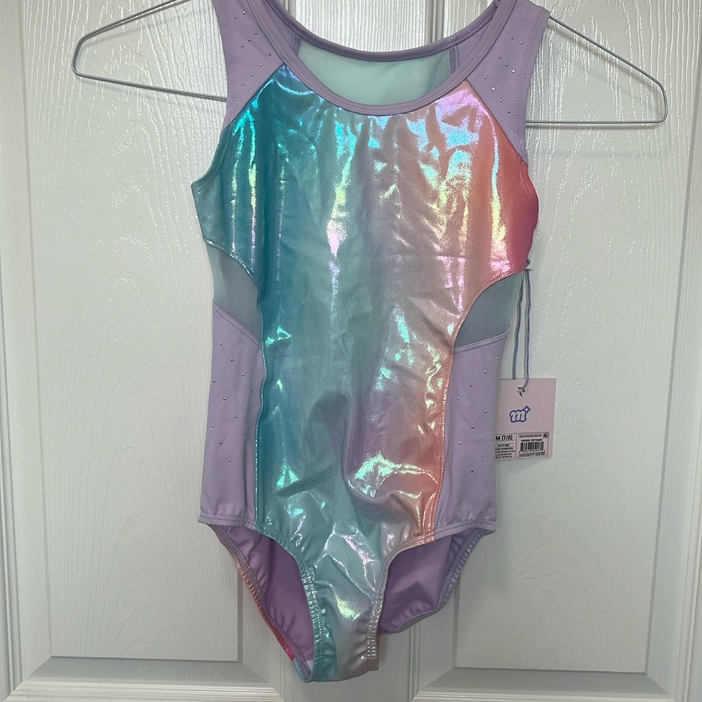 Girls multicolored rainbow leotard